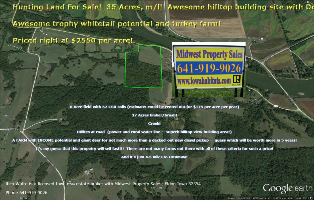 photo of wapello county 35 acres for sale -- google earth view